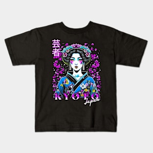 Japanese Geisha Kyoto Japan Retrowave Aesthetic Kids T-Shirt